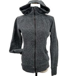 Lululemon Scuba Hoodie Womans 4 Light Cotton Fleece Black White Night View